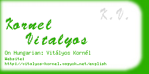 kornel vitalyos business card