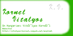 kornel vitalyos business card